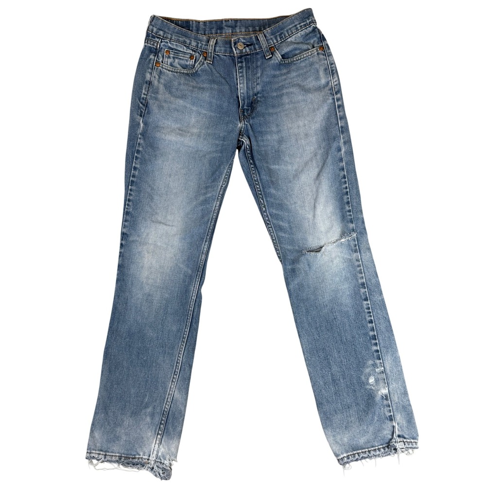Levis 514 Straight Fit Jeans Mens 30x30 Blue Distressed Denim Pants